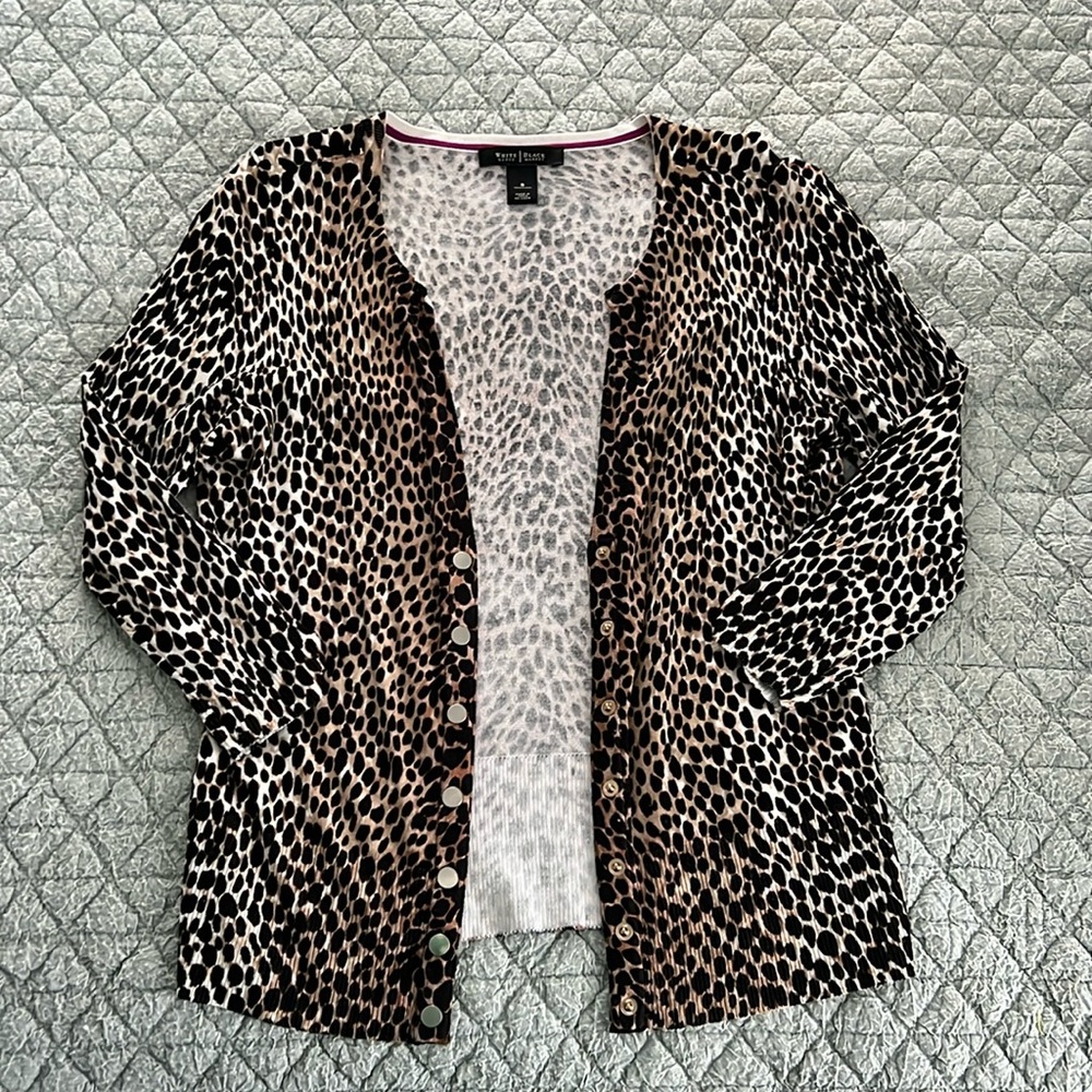 White House Black Market Animal Print Cardigan